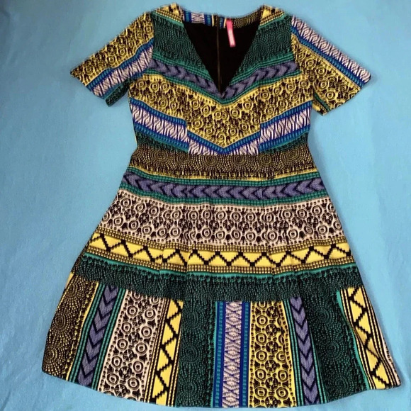 ANTHROPOLOGIE PLENTY BY TRACY REESE  pleated mini dress v neck fully lined SZ 12 - Picture 3 of 14